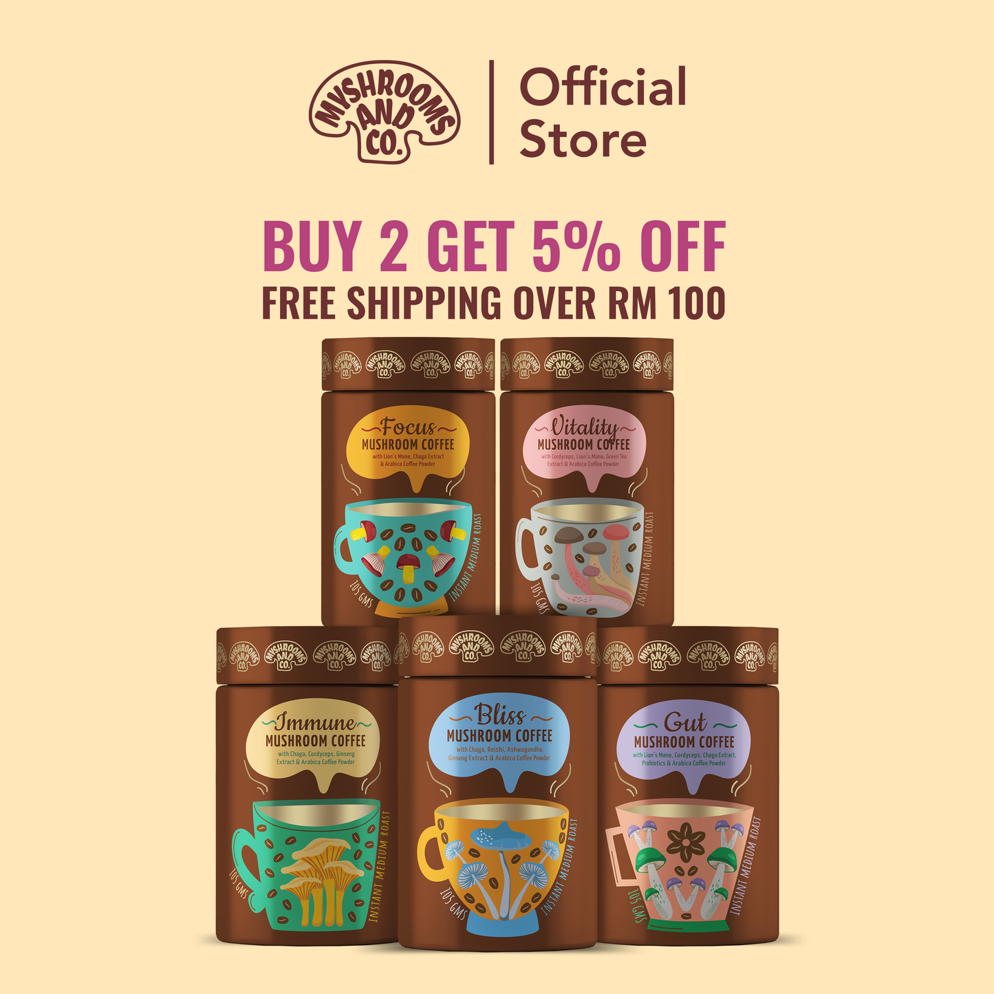 Myshrooms and Co Gut Mushroom Coffee 105g
